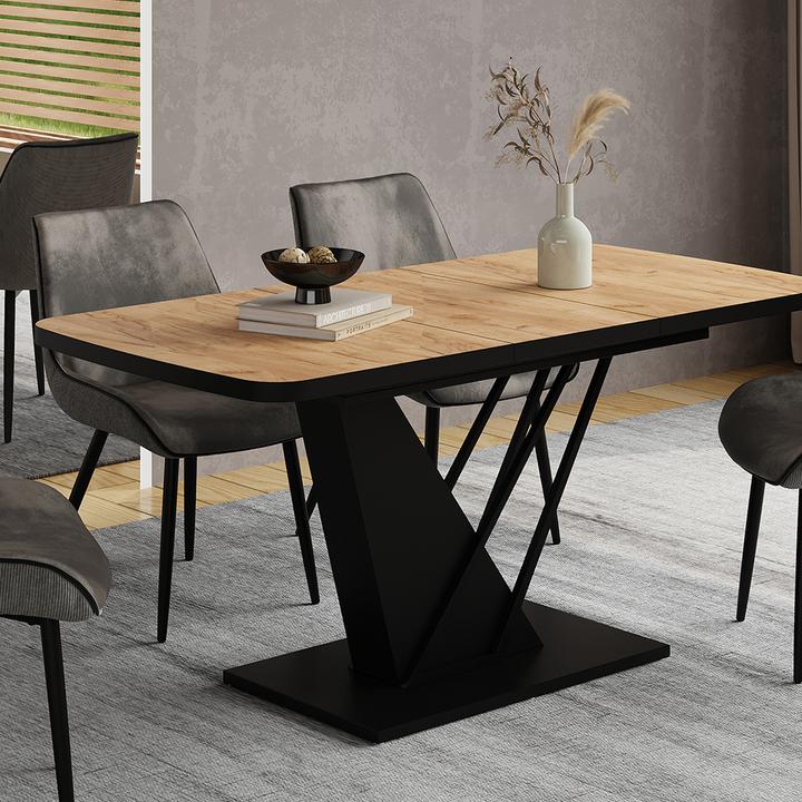 Produktbild Vicco Esstisch Fenaro, Goldkraft Eiche/Schwarz/Schwarz, 120 x 80 cm ausziehbar (120 x 120 x 77.40 cm)