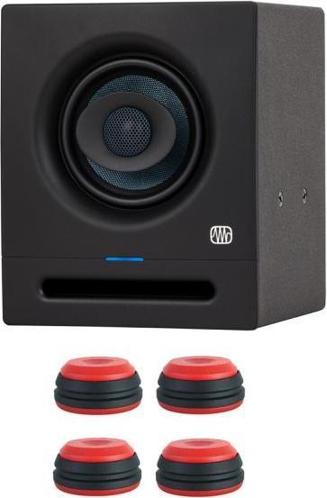 Produktbild PreSonus Studio-Monitor Eris Pro 4 mit Boxenfüsse Rot (Aktiv, 1 Stk., 1x 80 W)