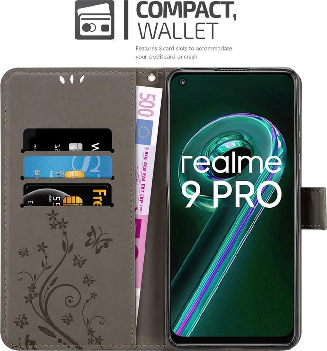Produktbild Cadorabo Flower Book Hülle für Realme 9 5G / 9 PRO / V25 / Q5 / OnePlus Nord CE 2 LITE 5G (Vivo V25, Realme 9 Pro+, OnePlus Nord CE 2 Lite 5G)
