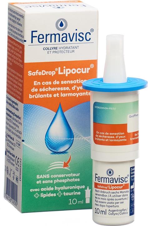 Actual product image OmniVision FERMAVISC SafeDrop Lipocur Gtt Opht Fl 10 ml (10 ml, 1 x 10 ml moisturising and protective eye drops)