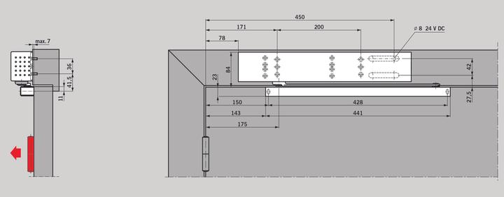 Productafbeelding Dormakaba Vrijloopdeurdranger TS 99 FL Contur Design (Glazen deur, Interieur)