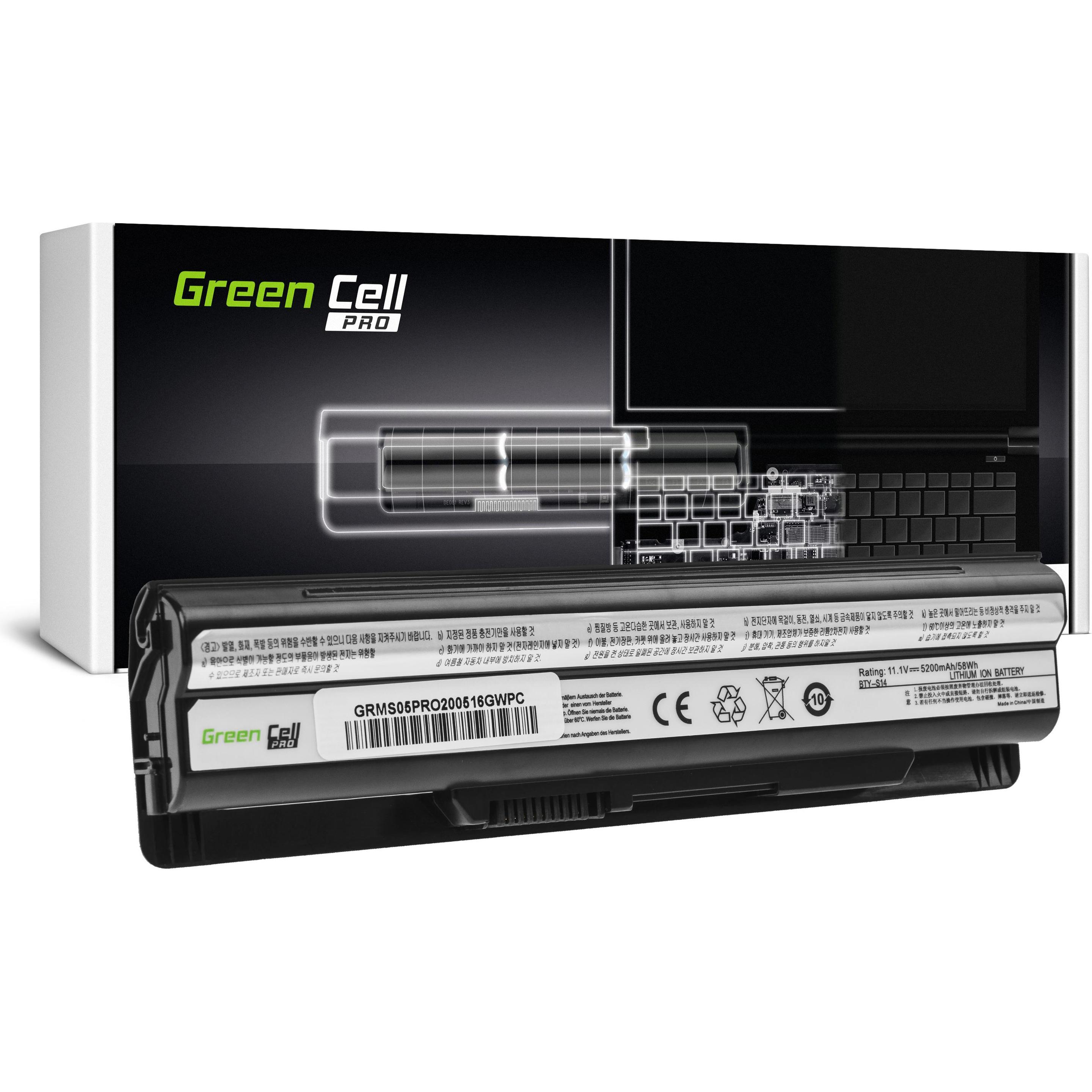 Thumbnail - GreenCell Laptop Battery PRO BTY-S14 BTY-S15 for MSI (9 Zellen, 7800 mAh), Notebook Akku, Schwarz