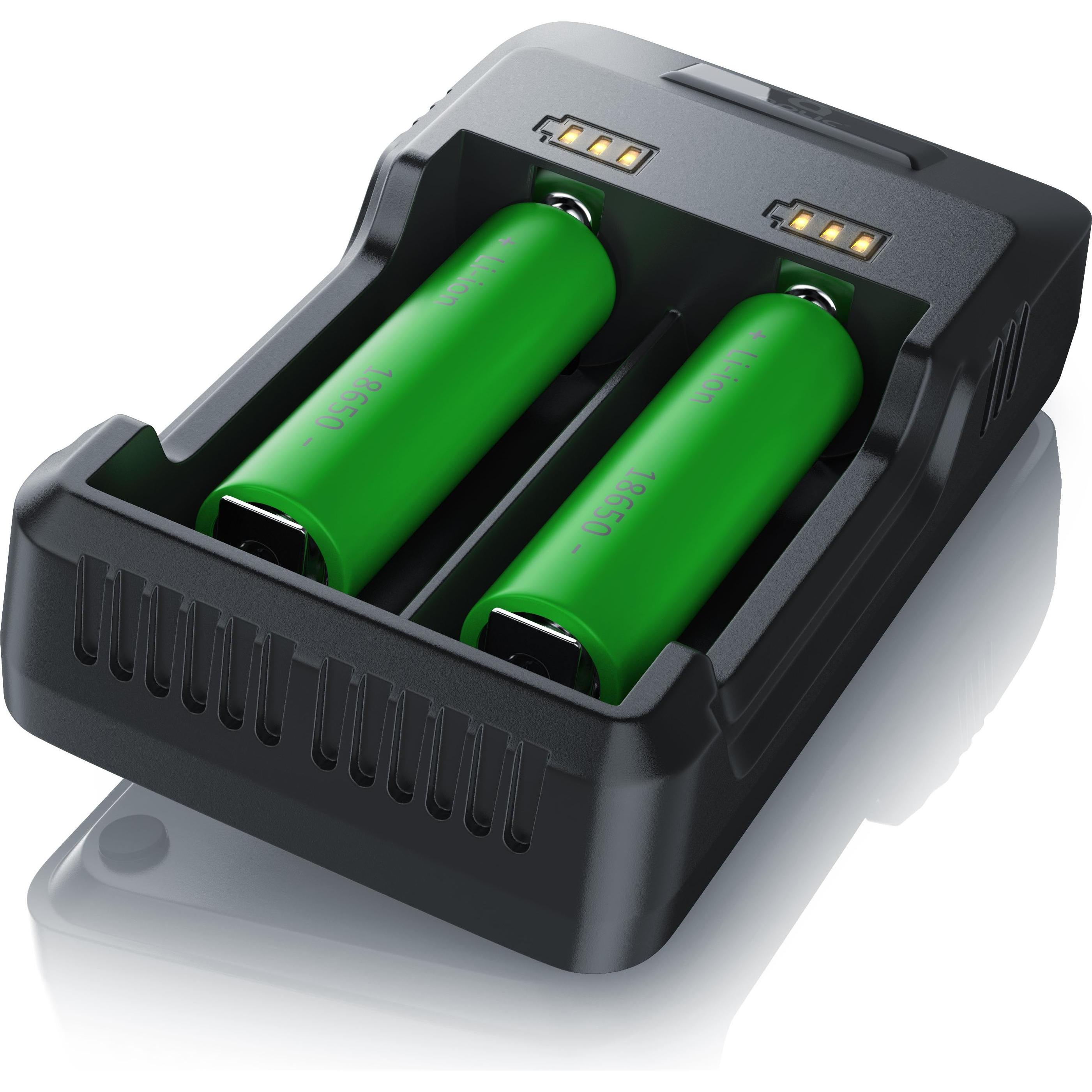 Thumbnail - Aplic Batterie Ladegerät 2000 mA, USB Akku Lader mit zwei Steckplätzen für Ni-MH / Ni-Cd / Li-ion Akkus (14500, 16340, 1...