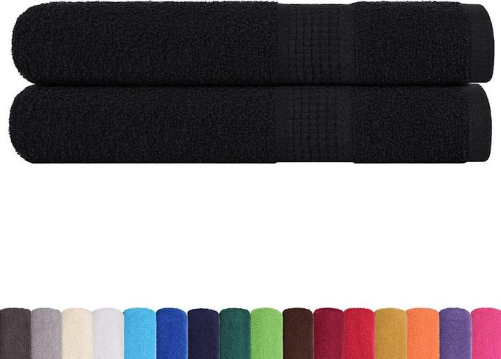 Image du produit vidaXL Serviettes 2 pcs. Noir 100x200 cm 360 g/m² 100% coton Serviette de plage (100 x 200 cm)