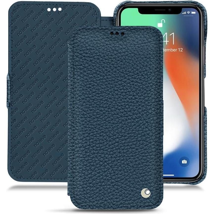 Noreve Lederschutzhülle horizontal (Apple iPhone XR), Smartphone Hülle, Blau