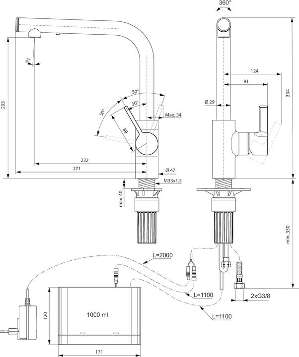 Actual product image Ideal Standard IDS Küchenarmatur GUSTO Ausl 232mm L-Auslauf m Seife bru gold