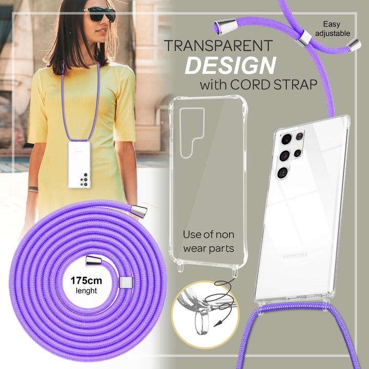 Image du produit Nalia Étui hybride clair avec chaîne à porter autour du cou