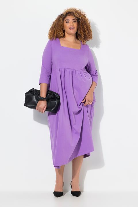 Produktbild Ulla Popken Jerseykleid, A-Linie, Carré-Ausschnitt, 3/4-Arm (54)