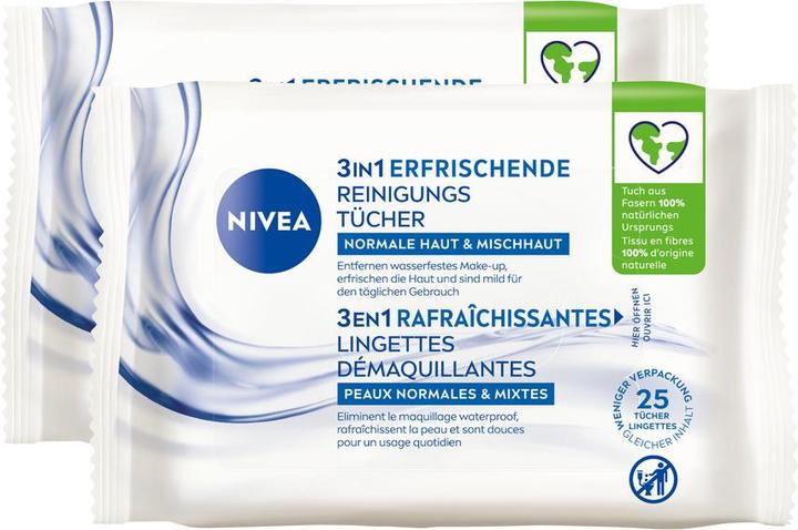 Image du produit NIVEA 3in1 Erfrischende Reinigungstücher DUO (Lingettes nettoyantes pour le visage)