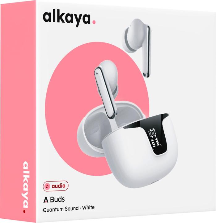 Actual product image Alkaya A Buds Quantum Sound Bluetooth headphones with display charging status white (9.11 h, Wireless)