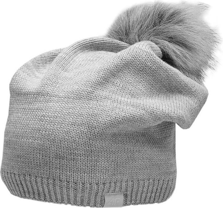 4F Czapka damska chłodny jasny szary melanż H4Z22 CAD009 27M