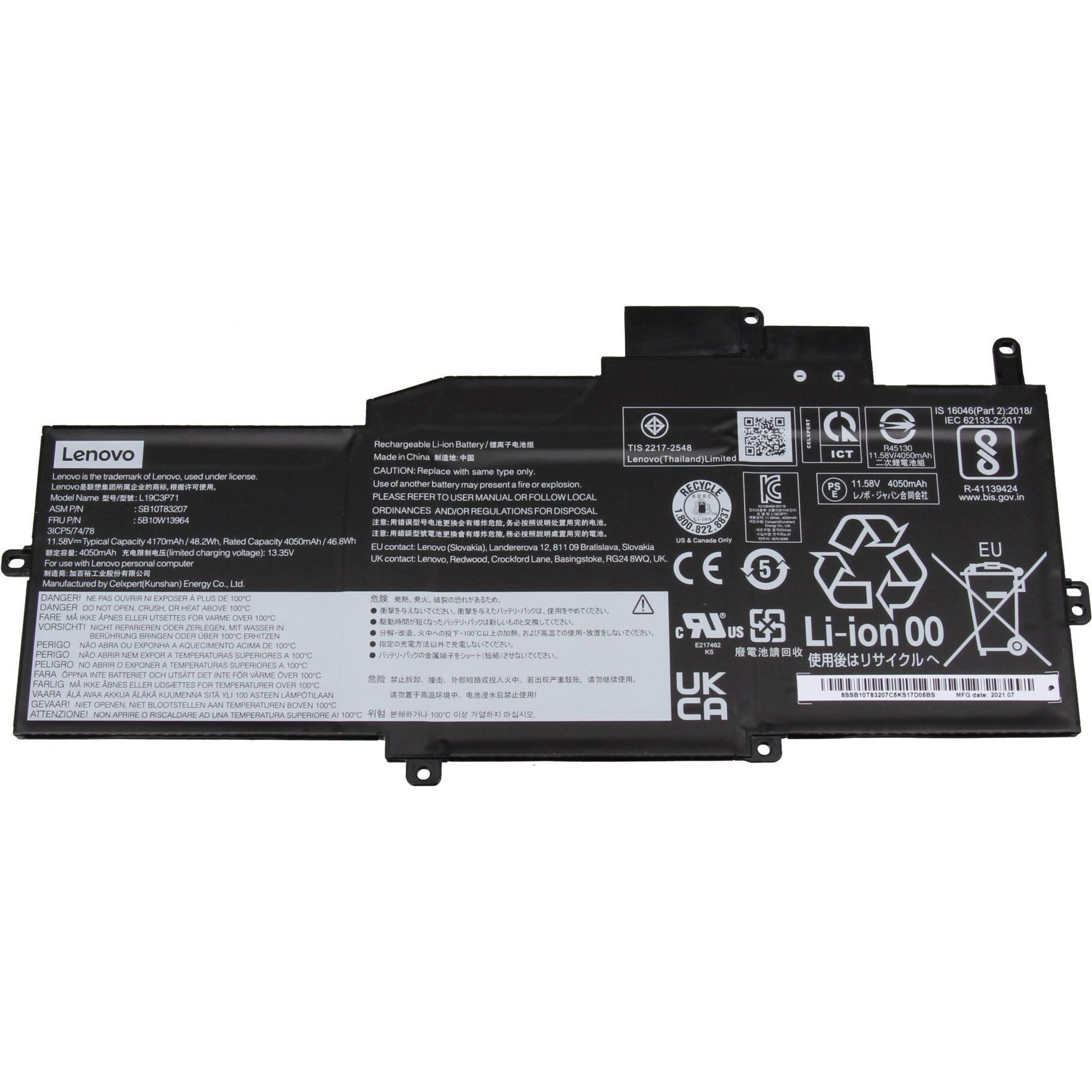 Lenovo SB10T83207 (3 Zellen, 4170 mAh), Notebook Akku