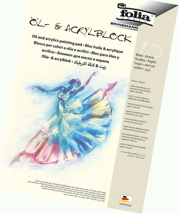 Immagine prodotto Folia 10 fogli da disegno per colori ad olio e acrilici DIN A4 (290 g/m², 10 x)