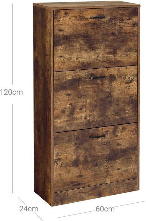 Actual product image Songmics Shoe Cabinet Particleboard - Rustic brown (60 x 24 x 120 cm)