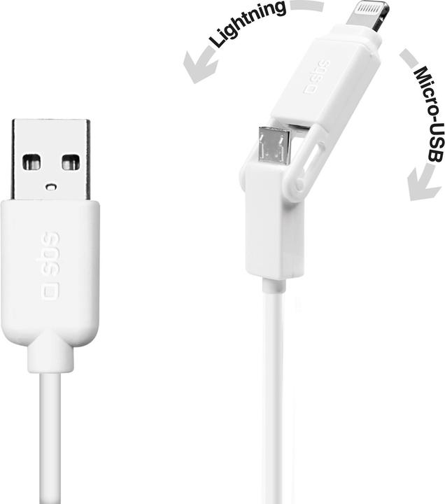 Actual product image SBS USB – Lightning /Micro USB data cable (1 m, USB 3.2 Gen 1)