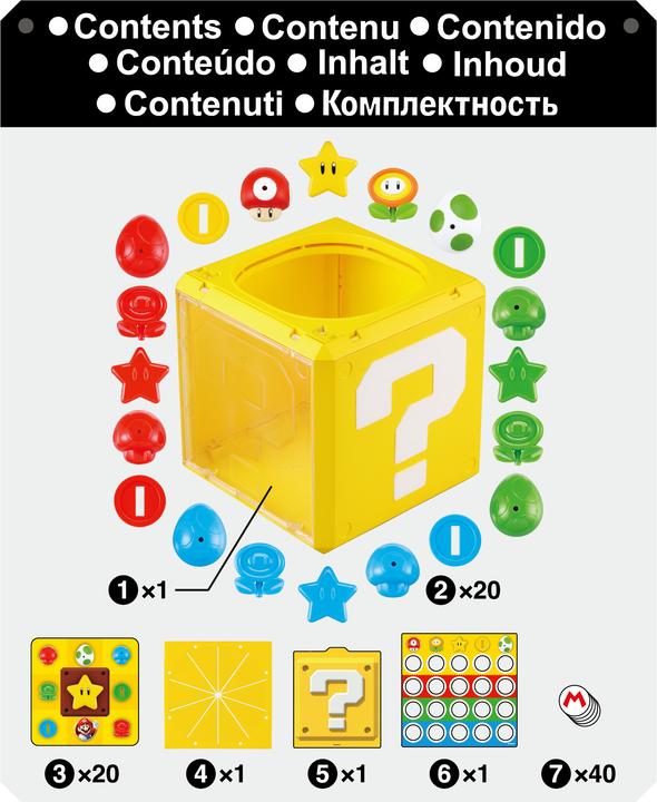 Energie-Label Super Mario Question Block Game (Deutsch, Englisch, Französisch, Italienisch, Niederländisch, Portugiesisch, Russisch, Spanisch, 1 - 4 Spieler)