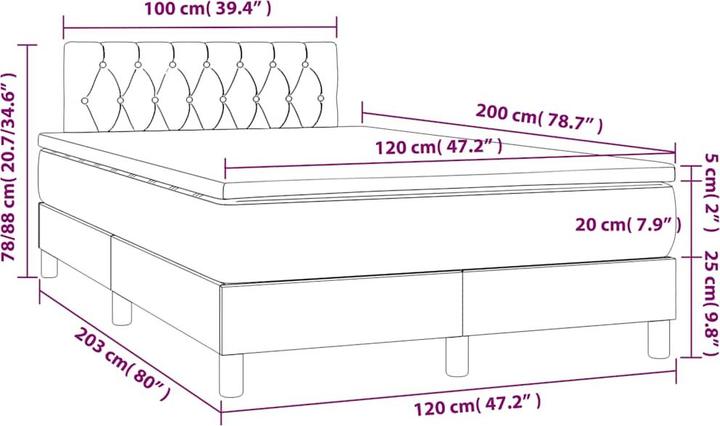 Image du produit vidaXL Boxspringbett (120 x 200 cm)