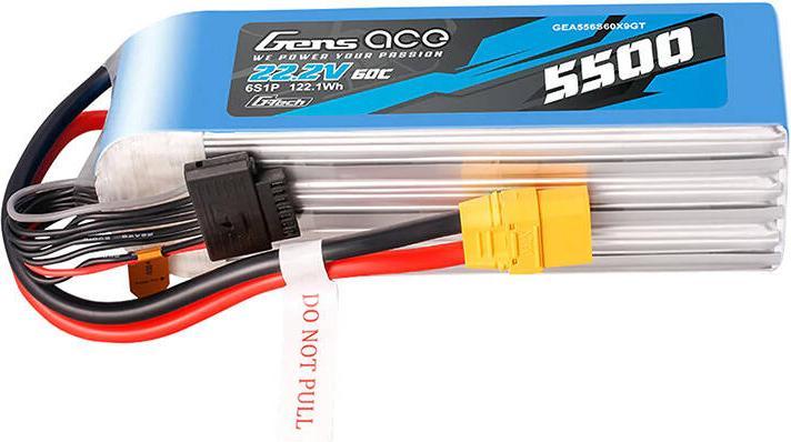 Image du produit Gens Ace Batterie G-Tech 5500mAh 22.2V 60C 6S1P LIPO avec connecteur XT90 (22.20 V, 5500 mAh)