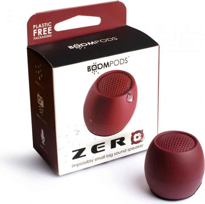 Actual product image Boompods Zero Bluetooth® Speaker Handsfree, Shockproof, Waterproof Burgundy (5 h, Rechargeable battery operated)