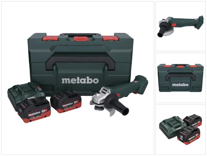 Produktbild Metabo W 18 L 9-125 Akku Winkelschleifer 18 V 125 mm + 2x Akku 10,0 Ah + LadegerÃ¤t + metaBOX (125 mm)