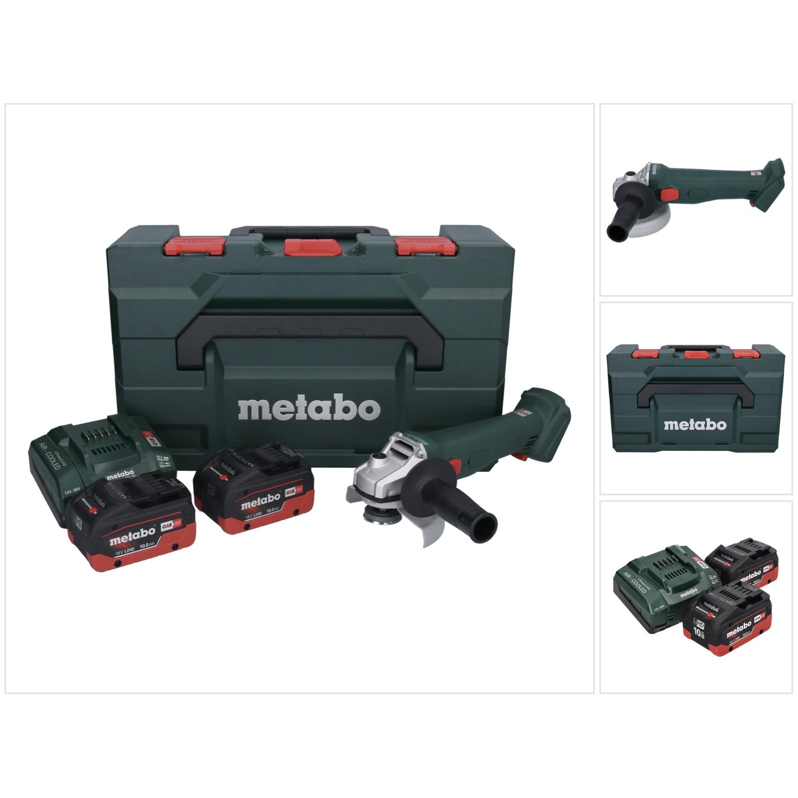 Metabo, Winkelschleifer, W 18 L 9-125 Akku Winkelschleifer 18 V 125 mm + 2x Akku 10,0 Ah + LadegerÃ¤t + metaBOX (125 mm)