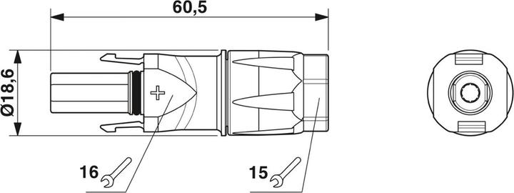 Actual product image Phoenix PV round plug-in connector SUNCLIX 2.5-6qmm 35A IP66 Spring-loaded connector