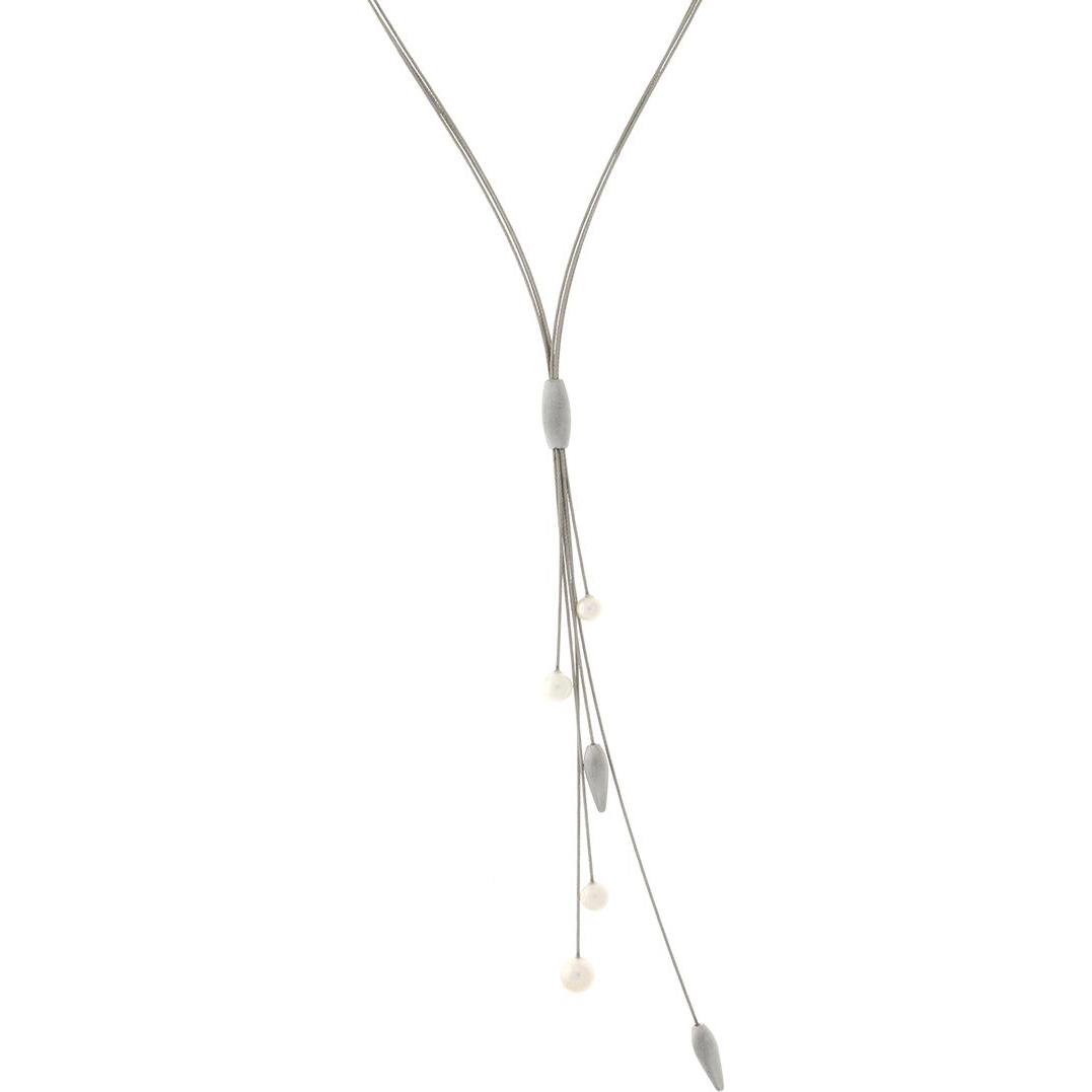 Xen, Halsschmuck, Atelier Y-Collier mit 4 Süsswasserzuchtperlen 42 cm, (Edelstahl, 42 cm)
