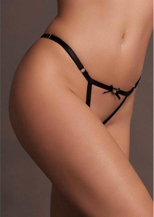 Produktbild Le Désir Aimé - Brief with Open Crotch and Buttock, Adjustable Slider and Golden Details - One Size (One Size)