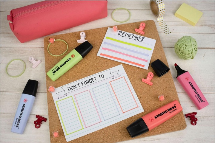 Produktbild STABILO BOSS ORIGINAL Pastel Textmarker (Limette, Kirschblüte, Rosa, Wolkenblau, Korallenrot, 5 mm, 4 x)