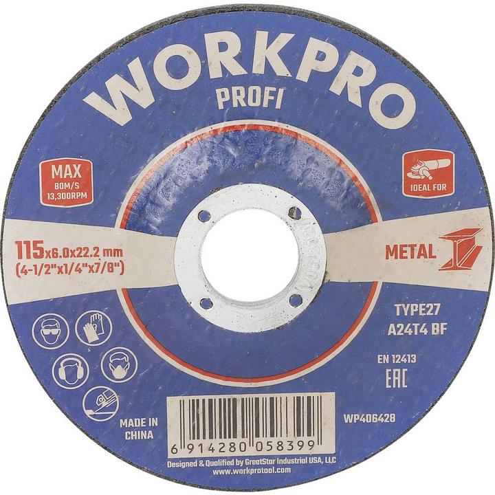 Actual product image Workpro Schleifscheibe für Metall Profi– 115 mm 5 STK