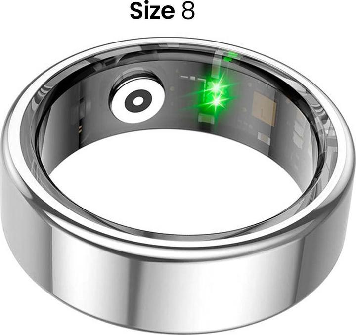 Actual product image Avizar Smart Ring Grösse 8 Titan mit Ladeetui (8, Silver)