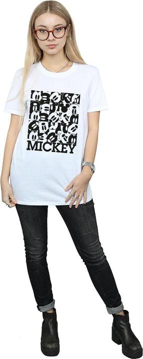 Actual product image Disney Womens/Ladies Mickey Mouse Grid Cotton Boyfriend T-Shirt (XXL)