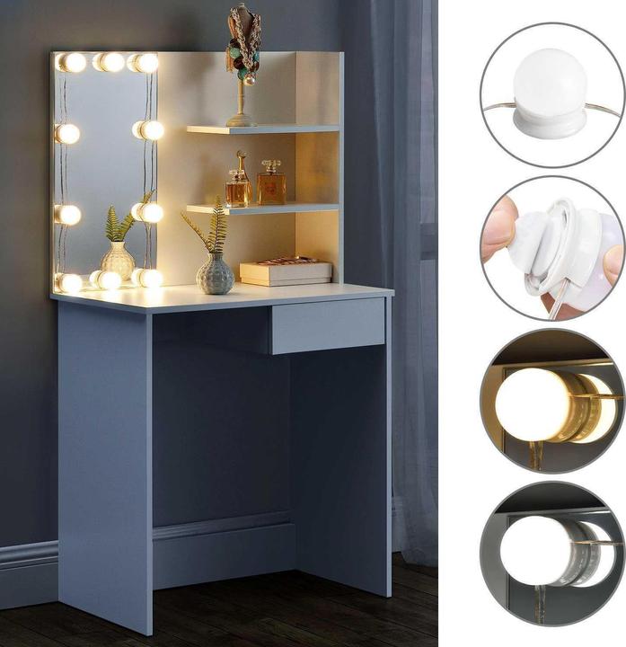 Actual product image Modernhome Modern dressing table, large mirror and shelf (75 x 40 x 141 cm)