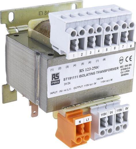 Produktbild RS PRO Universal Transformer 100VA 2x115V