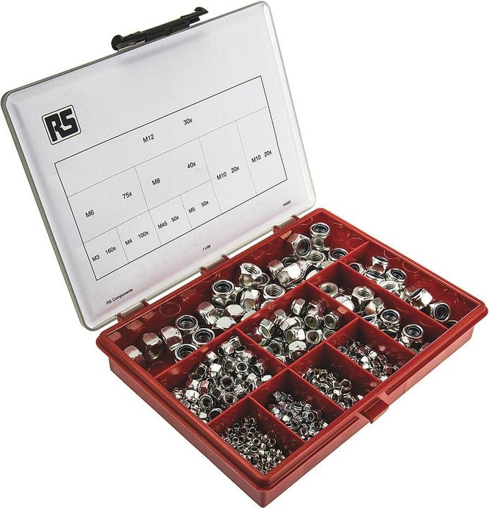 RS PRO Assortiment d'écrous autobloquants (M10, M12, M3, M4, M5, M6, M8)