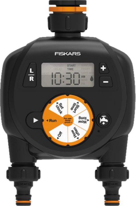 Actual product image Fiskars Timer/timer with 2 outputs, For all common tap sizes, Easy-to-read L (Water timer)