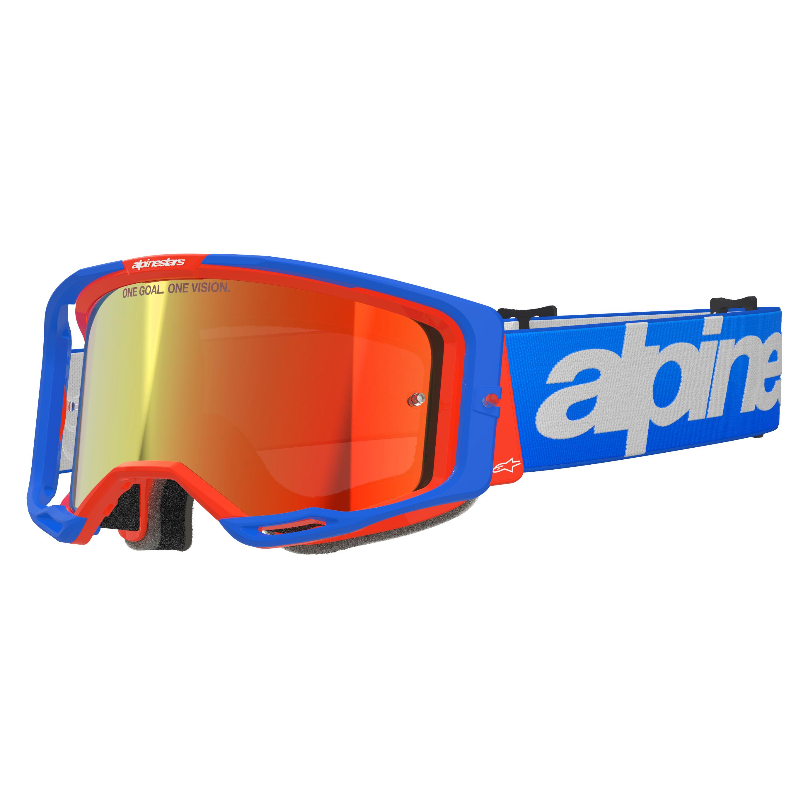 Alpinestars, Herren, Sportbrille, Goggle Vision 8 Wordmark Blu (Orange Mirror, Red), Mehrfarbig