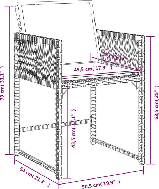 Produktbild vidaXL Gartenmöbel Essgruppe Gartengarnitur Sitzgruppe 9tlg. Schwarz Poly Rattan