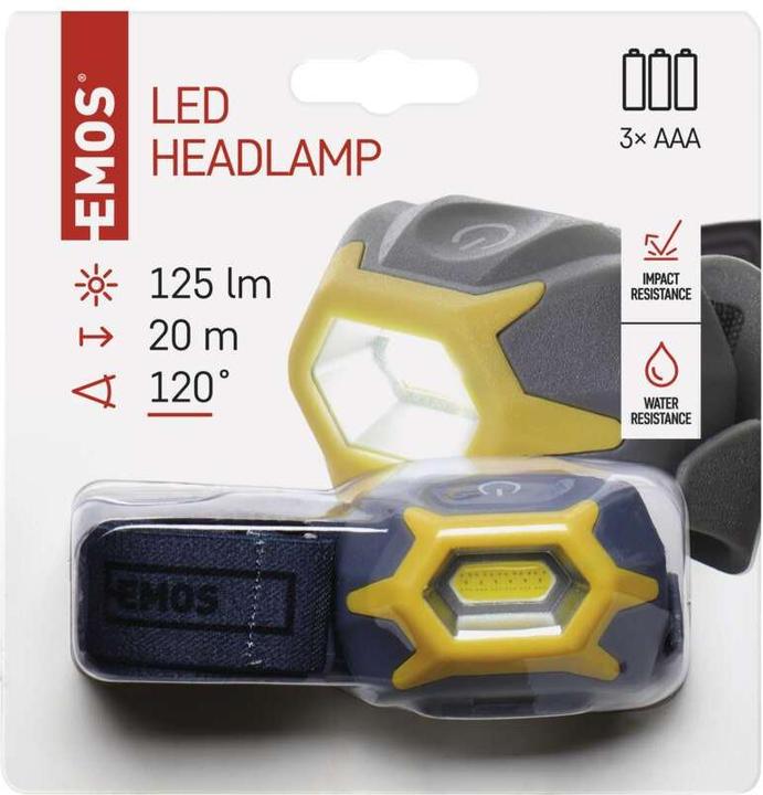 Actual product image Emos COB LED Headlamp 3x AAA, 125 lm, 20 m (125 lm)