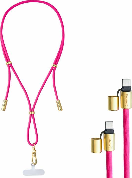Produktbild Intenso Handykette als Lade- + Datenkabel USB-C bis 1,65m neon pink (1.65 m, USB 2.0, 60 W)