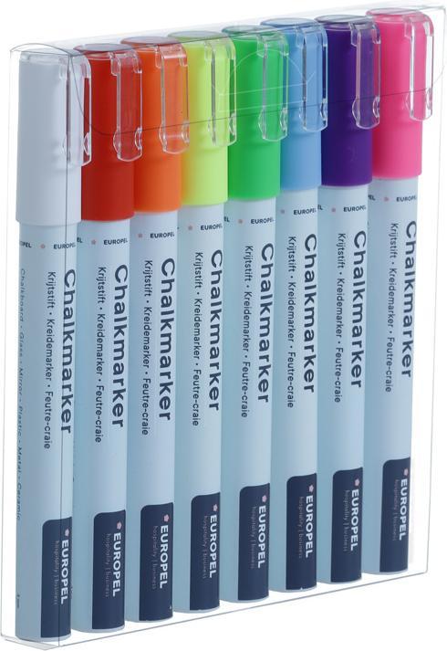 Produktbild Europel Kreidemarker 3 mm, 8er Etui, farbig sortiert (Mehrfarbig, 3 mm, 8 x)