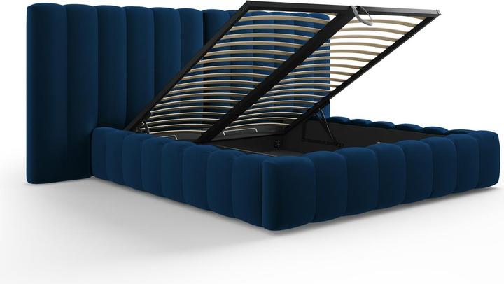 Actual product image Micadoni Velvet Storage Bed With Double Headboard, "Kelp", 230x300x100Made in Europe (180 x 200 cm)