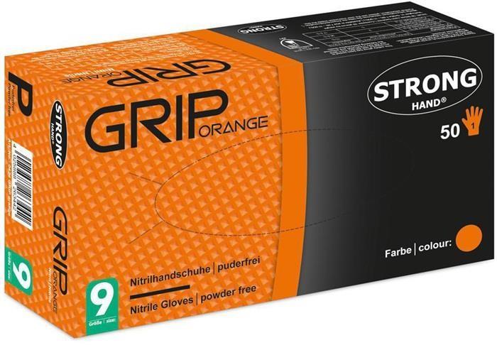 Actual product image Stronghand Disposable gloves Grip Orange Size 8 orange Nitrile EN 388, EN 374 PPE category III (8)