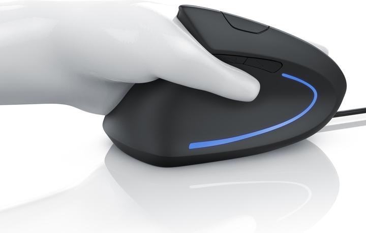Actual product image CSL ergonomic mouse, corded, optical vertical left-handed mouse, against mouse arm/tennis arm (Cable)