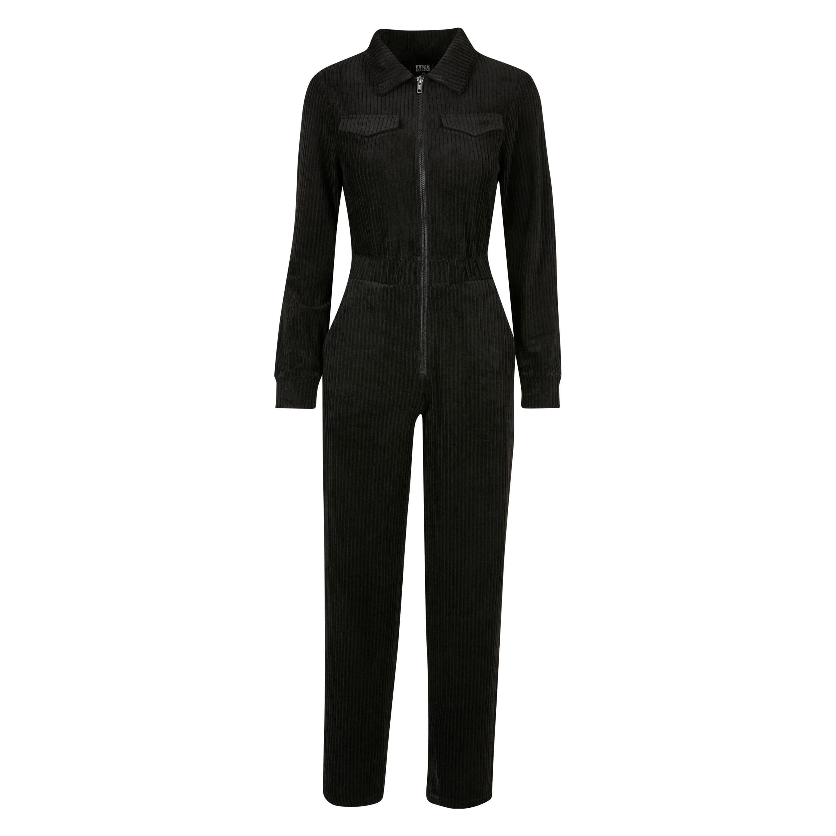 Urban Classics, Damen, Jumpsuits, Ladies Velvet Rib Boiler Suit - 19945, Schwarz, (5XL)