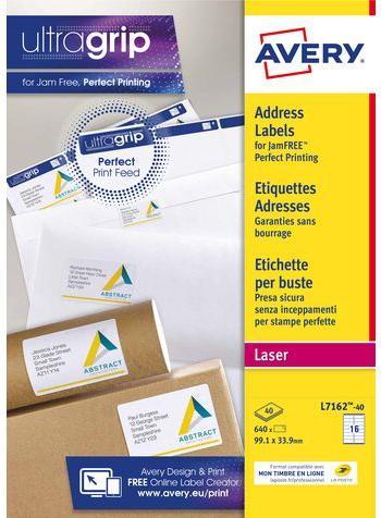 Image du produit Avery Etiquette d'adresse, 99,1 x 33,9 mm, blanc marge tout autour, coins arrondis, certifié FSC