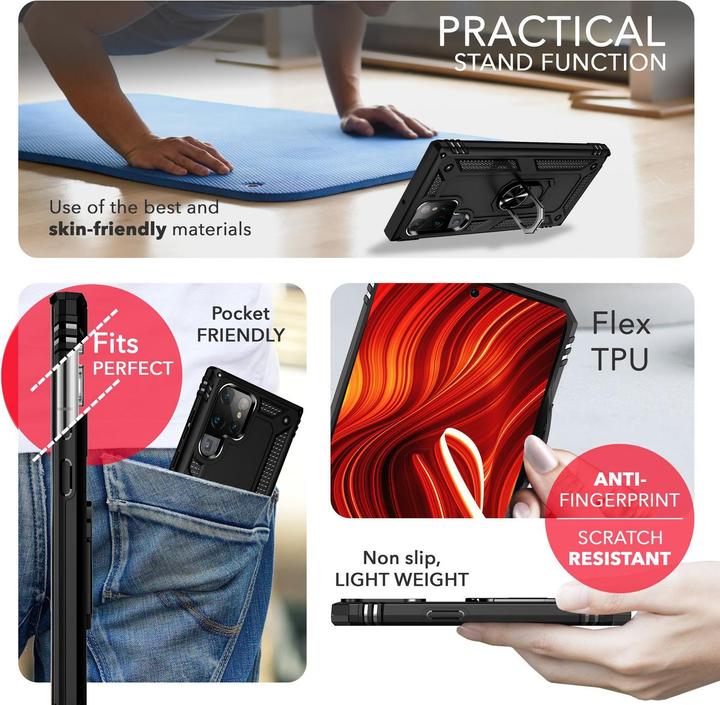 Actual product image Nalia Shockproof Military Style Ring Cover (Samsung Galaxy S24 Ultra)