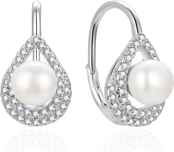 Immagine prodotto Agato Orecchini pendenti in argento con perle e zirconi (Argento)