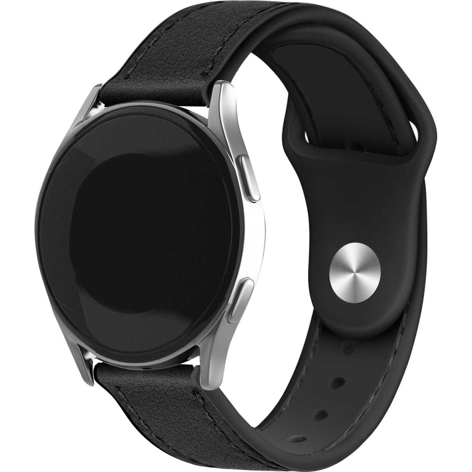 Strap-it Leder-Hybridarmband (Leder und Silikon, Xiaomi Mi Watch), Uhrenarmband, Schwarz