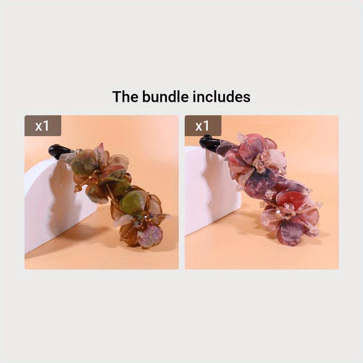 Activity Board 2 Stück Vintage Bohemian Style Fabric Flower Hair Claw - Harz elegante Bananenklammer rutschfeste (2 Stk.)